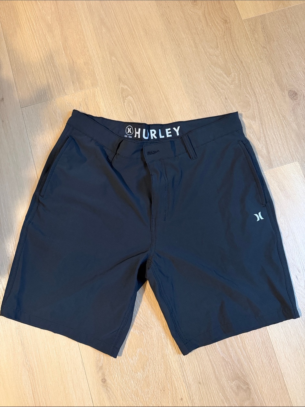 Hurley Black Men's Hybrid Shorts with Logo Waistband
